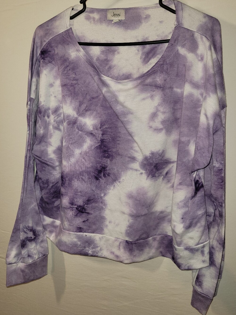 Jenni Intimates, Purple And White Tie Dye Top, XL